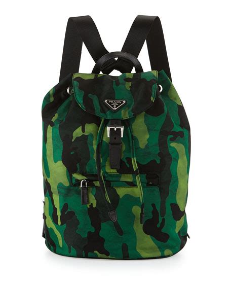 prada backpack mimetico tessuto nylon camouflage green|PRADA Tessuto Nylon Camouflage Print Cinch Backpack .